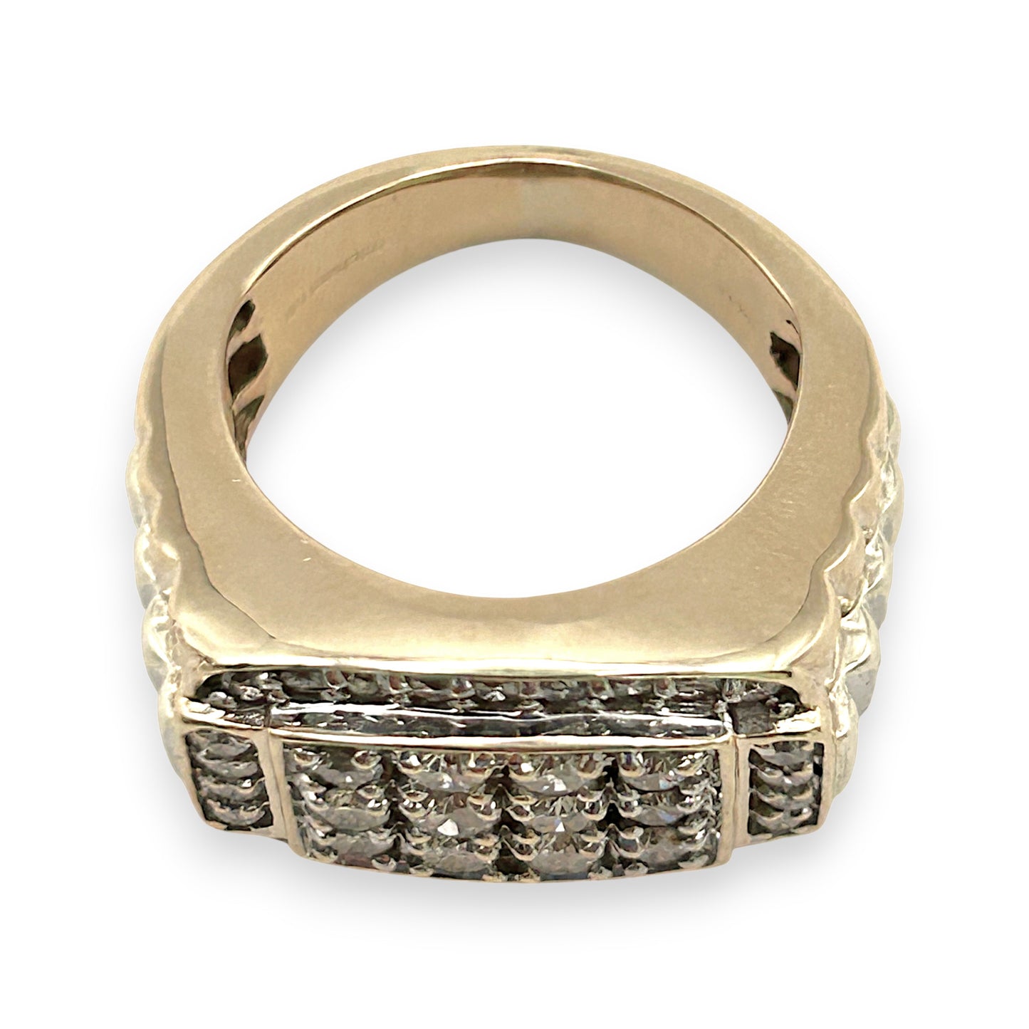 NZGD | 10ct Y/W Gold  Imperial Two‑Tone Diamond Signet Ring Valuation $5,000