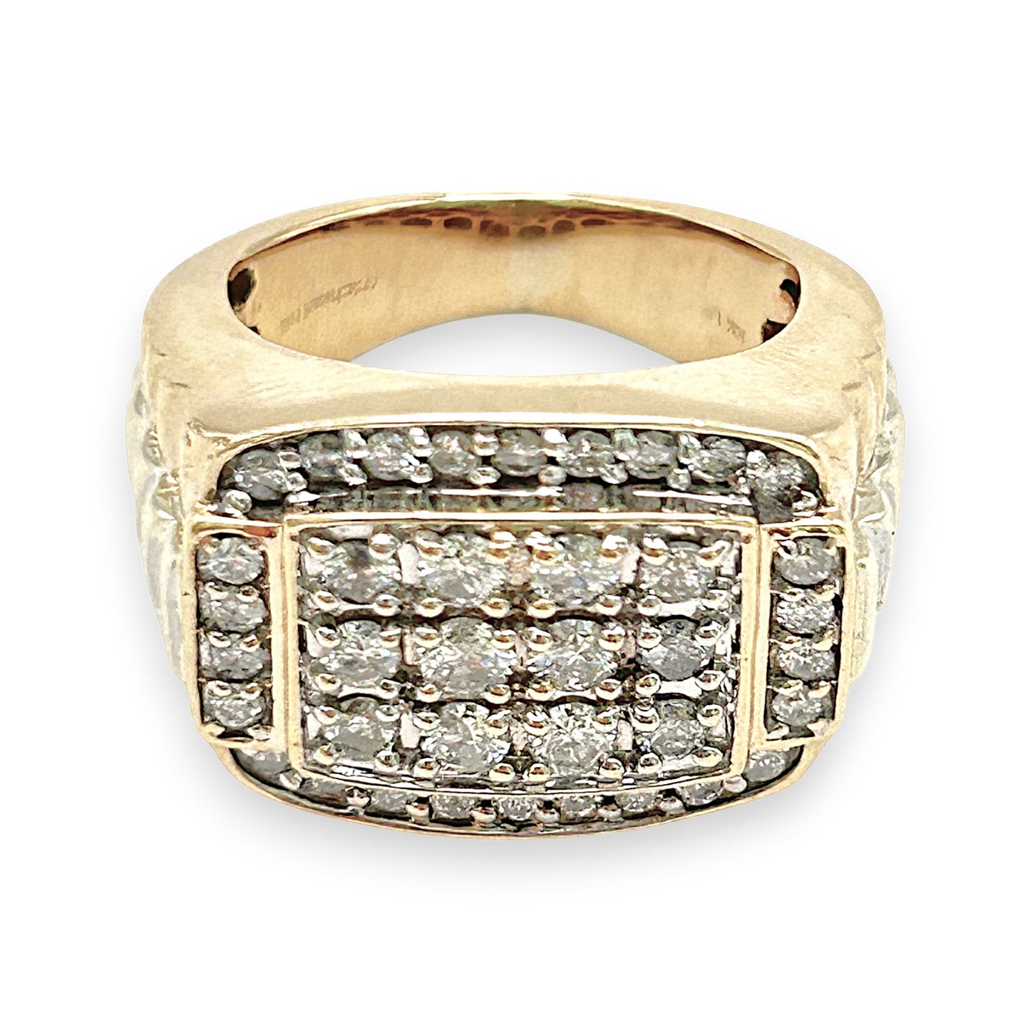NZGD | 10ct Y/W Gold  Imperial Two‑Tone Diamond Signet Ring Valuation $5,000