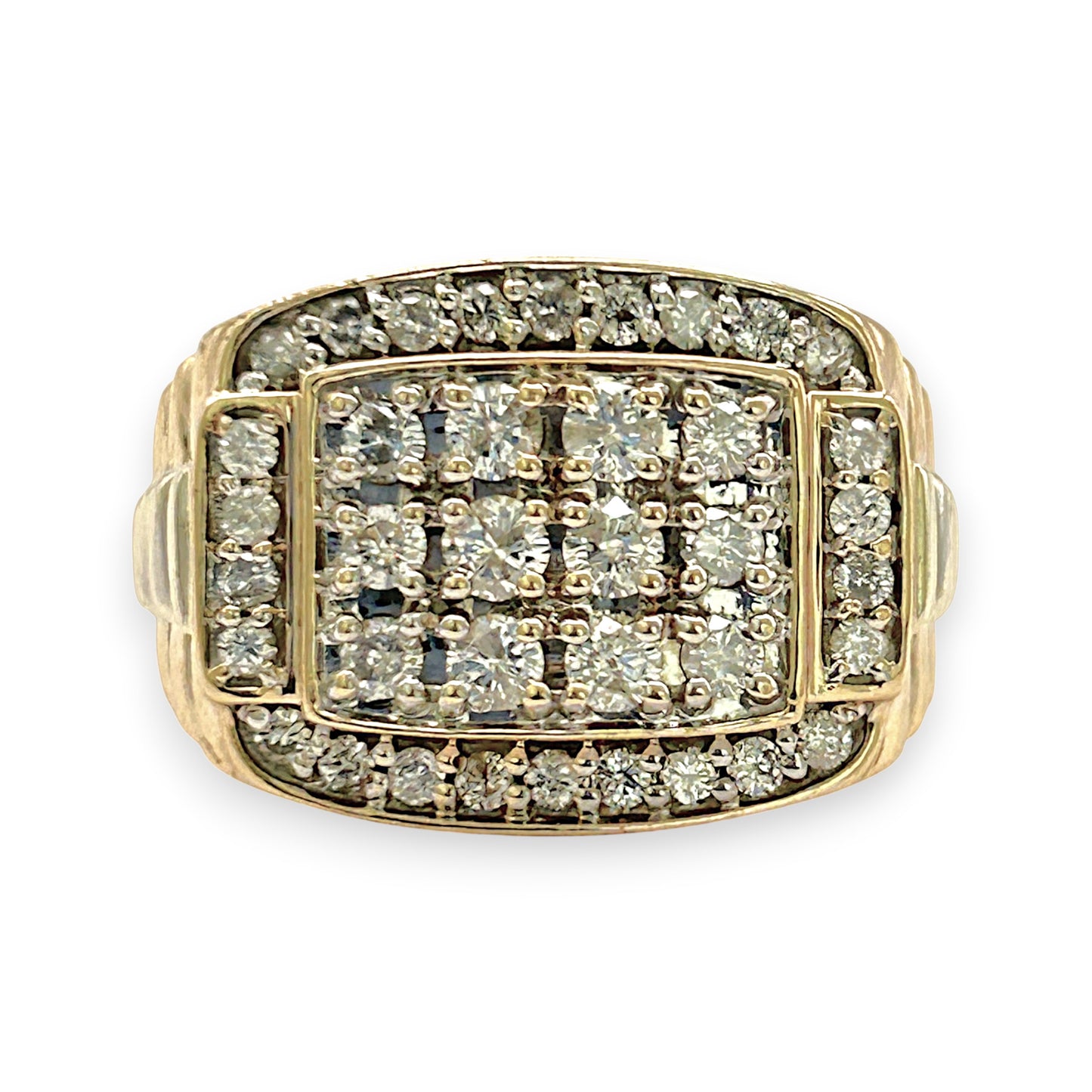 NZGD | 10ct Y/W Gold  Imperial Two‑Tone Diamond Signet Ring Valuation $5,000
