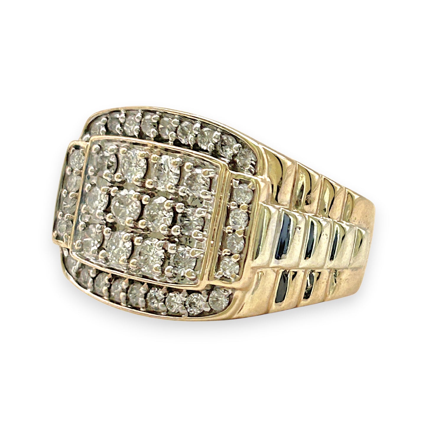 NZGD | 10ct Y/W Gold  Imperial Two‑Tone Diamond Signet Ring Valuation $5,000