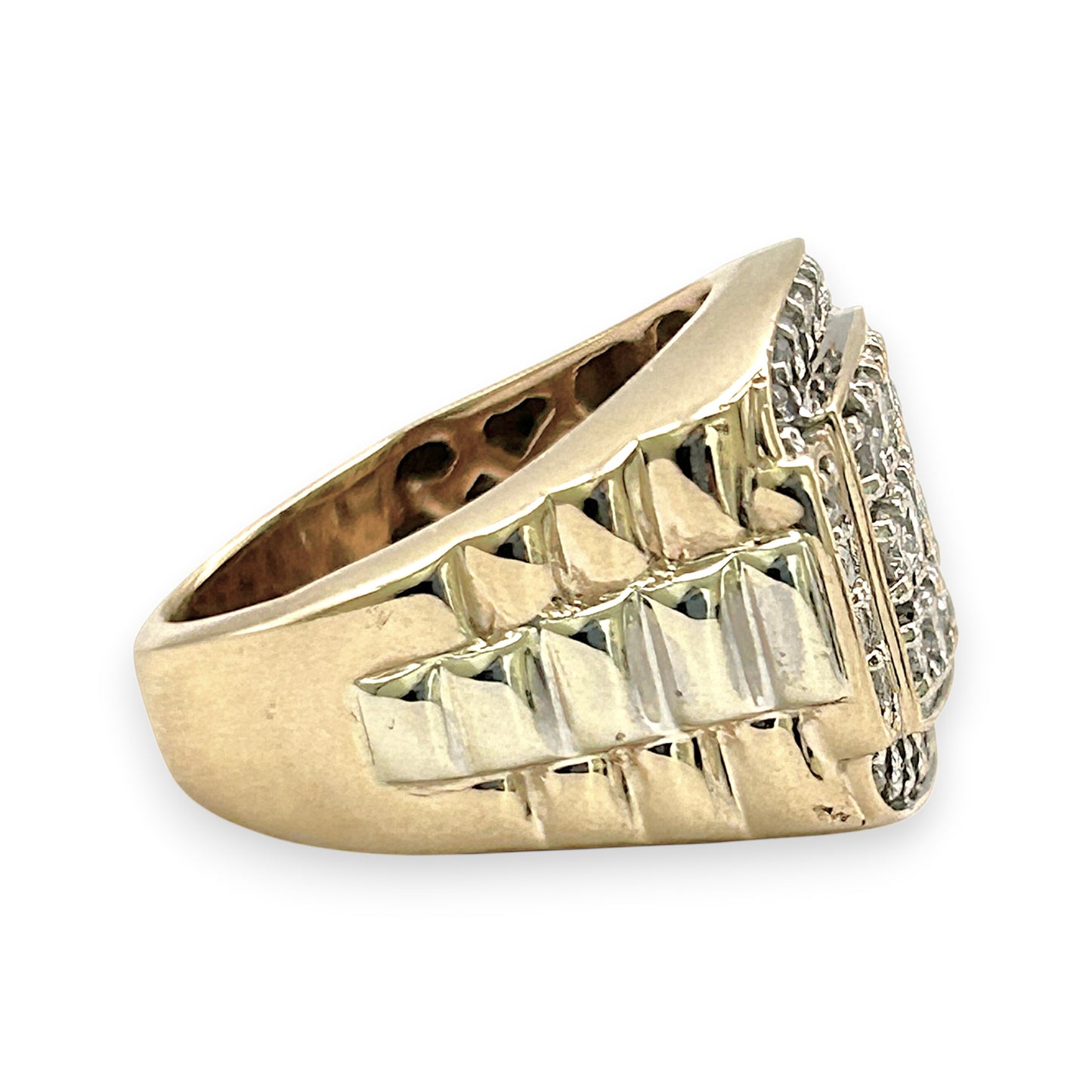 NZGD | 10ct Y/W Gold  Imperial Two‑Tone Diamond Signet Ring Valuation $5,000