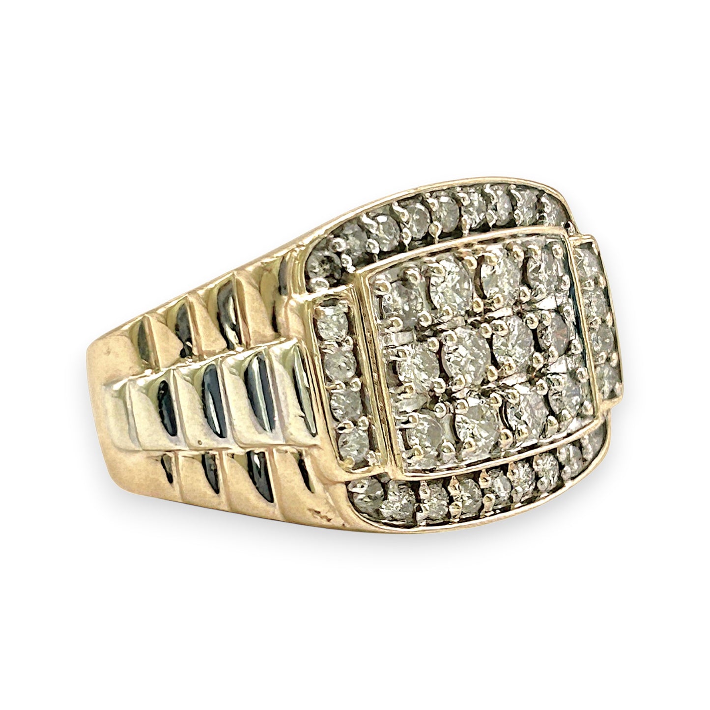 NZGD | 10ct Y/W Gold  Imperial Two‑Tone Diamond Signet Ring Valuation $5,000