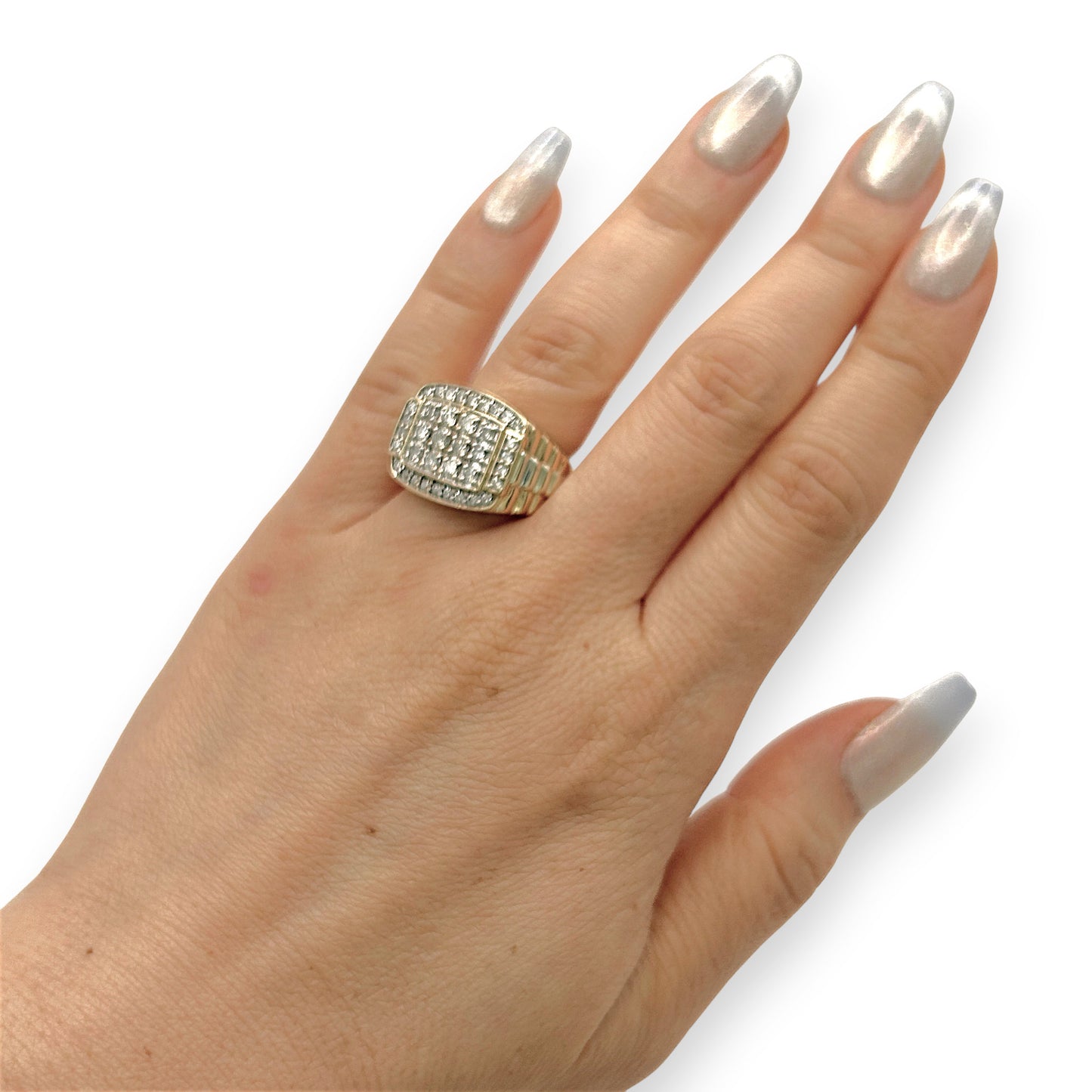 NZGD | 10ct Y/W Gold  Imperial Two‑Tone Diamond Signet Ring Valuation $5,000