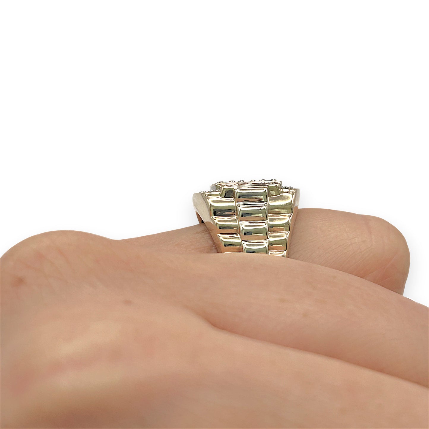 NZGD | 10ct Y/W Gold  Imperial Two‑Tone Diamond Signet Ring Valuation $5,000
