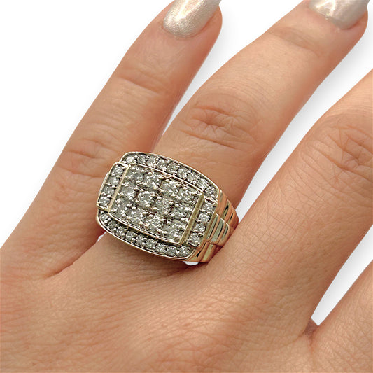 NZGD | 10ct Y/W Gold  Imperial Two‑Tone Diamond Signet Ring Valuation $5,000