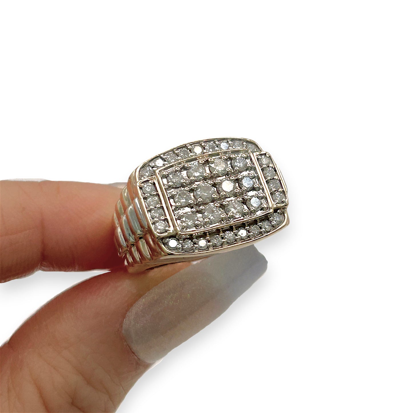 NZGD | 10ct Y/W Gold  Imperial Two‑Tone Diamond Signet Ring Valuation $5,000