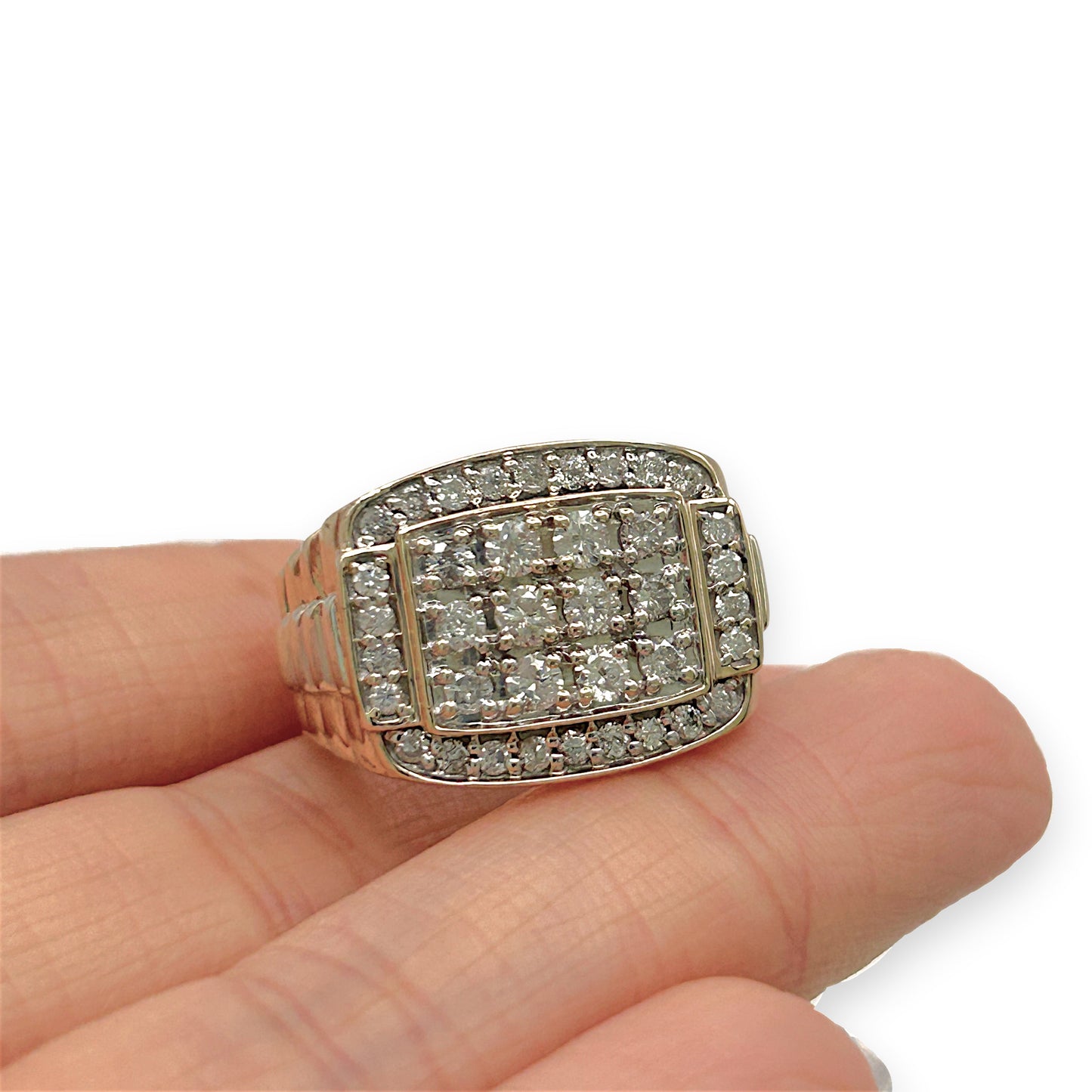 NZGD | 10ct Y/W Gold  Imperial Two‑Tone Diamond Signet Ring Valuation $5,000