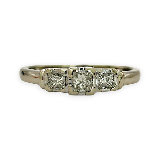 NZGD | 18ct White Gold Princess Trio Diamond Ring Valuation $3,350