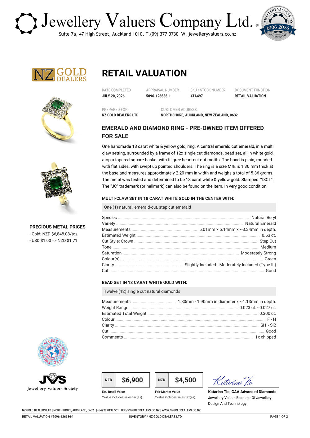 NZGD | 9ct Gold Verdant Crown Heirloom Ring Valuation $6,900