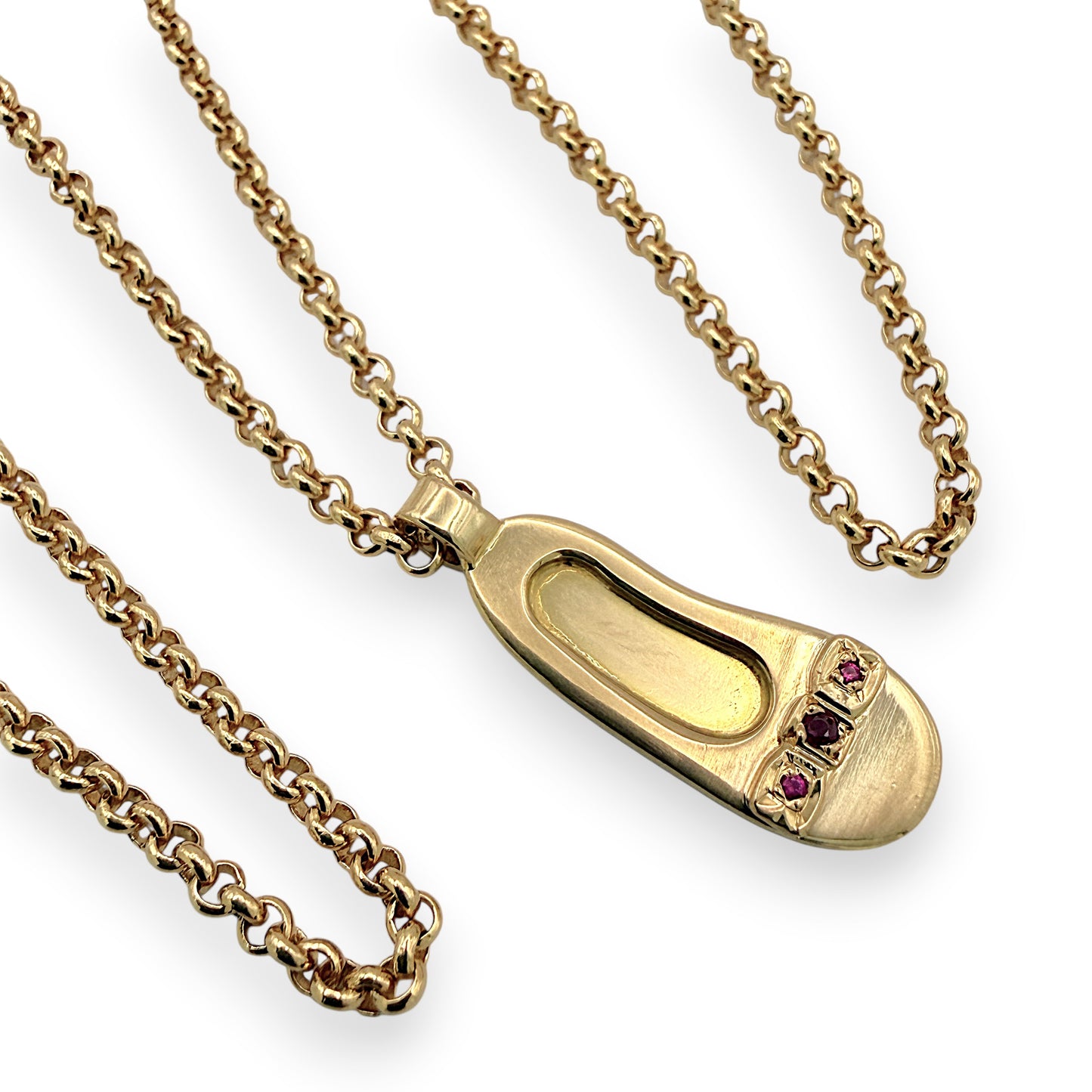 NZGD | 9ct Gold Vintage Ruby Slipper Pendant Necklace 48cm