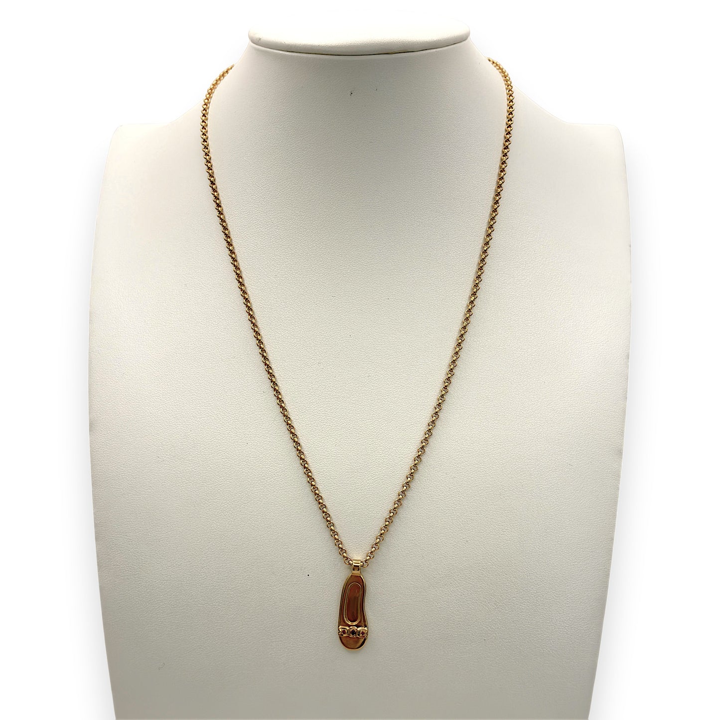 NZGD | 9ct Gold Vintage Ruby Slipper Pendant Necklace 48cm