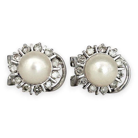 NZGD | 10ct White Gold Pearl Aurora Clip Earrings