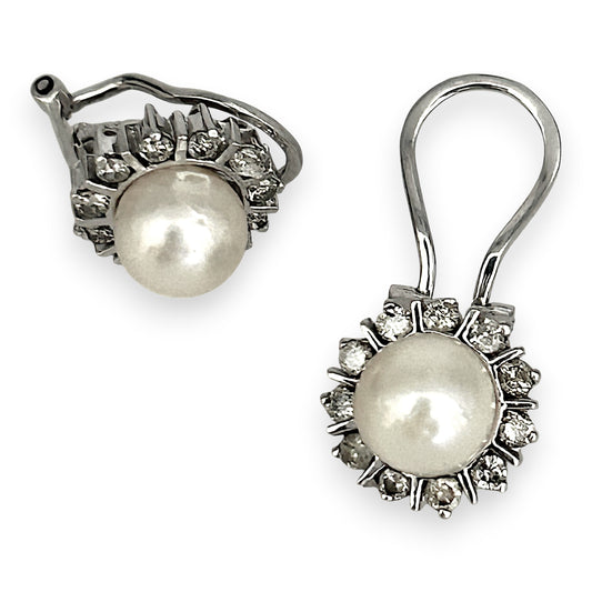 NZGD | 10ct White Gold Pearl Aurora Clip Earrings