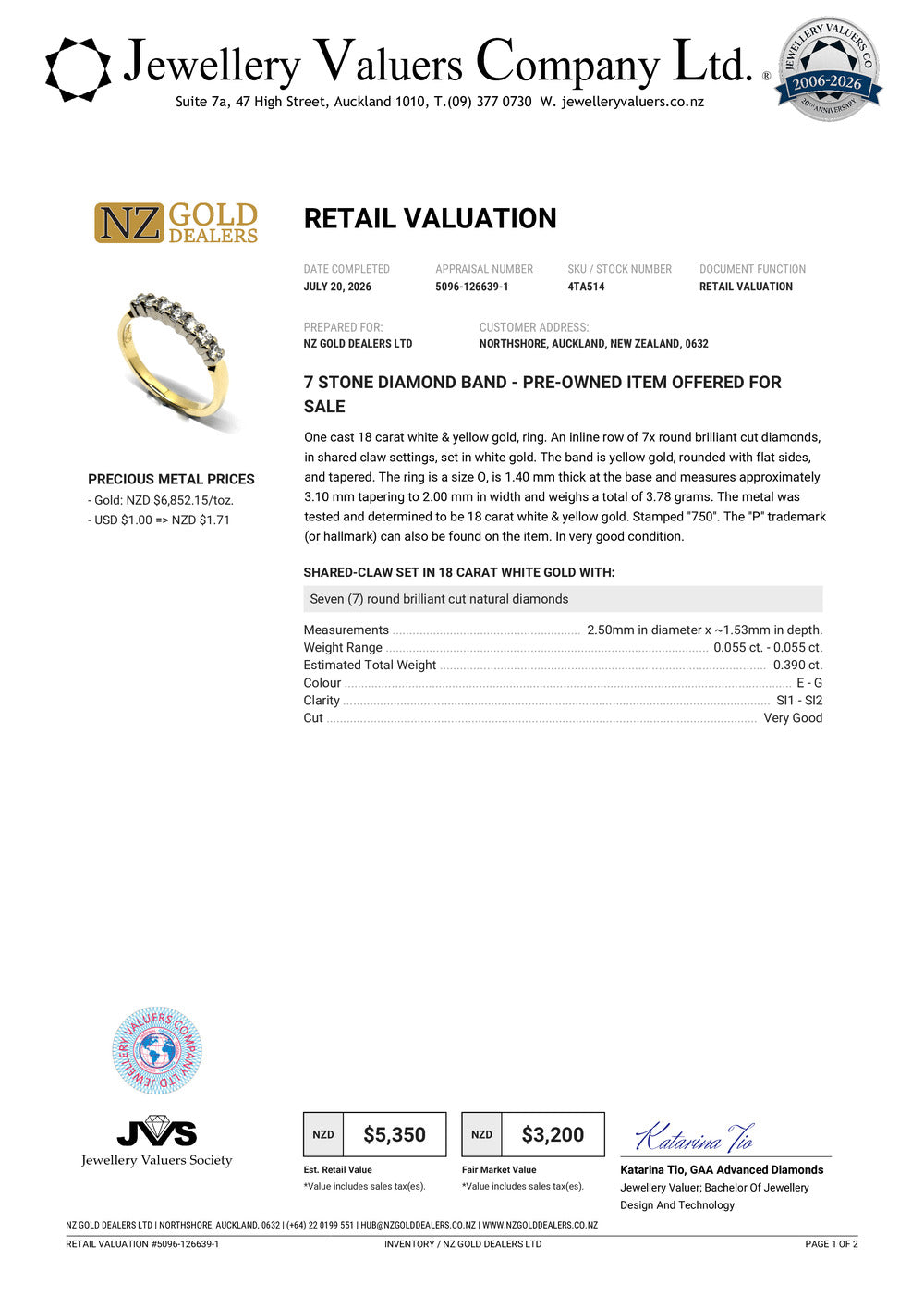 NZGD | 18ct Gold Golden Grip Diamond Elegance Ring Valuation $5,350