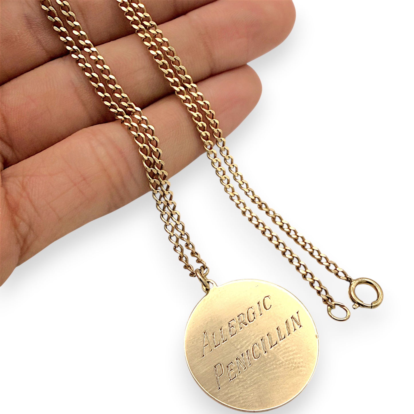 NZGD | 9ct Gold Penicillin Allergy Pendant Necklace 50cm