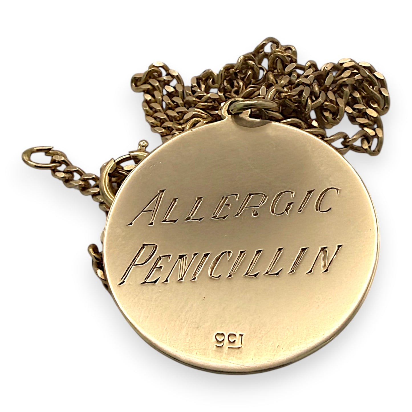 NZGD | 9ct Gold Penicillin Allergy Pendant Necklace 50cm