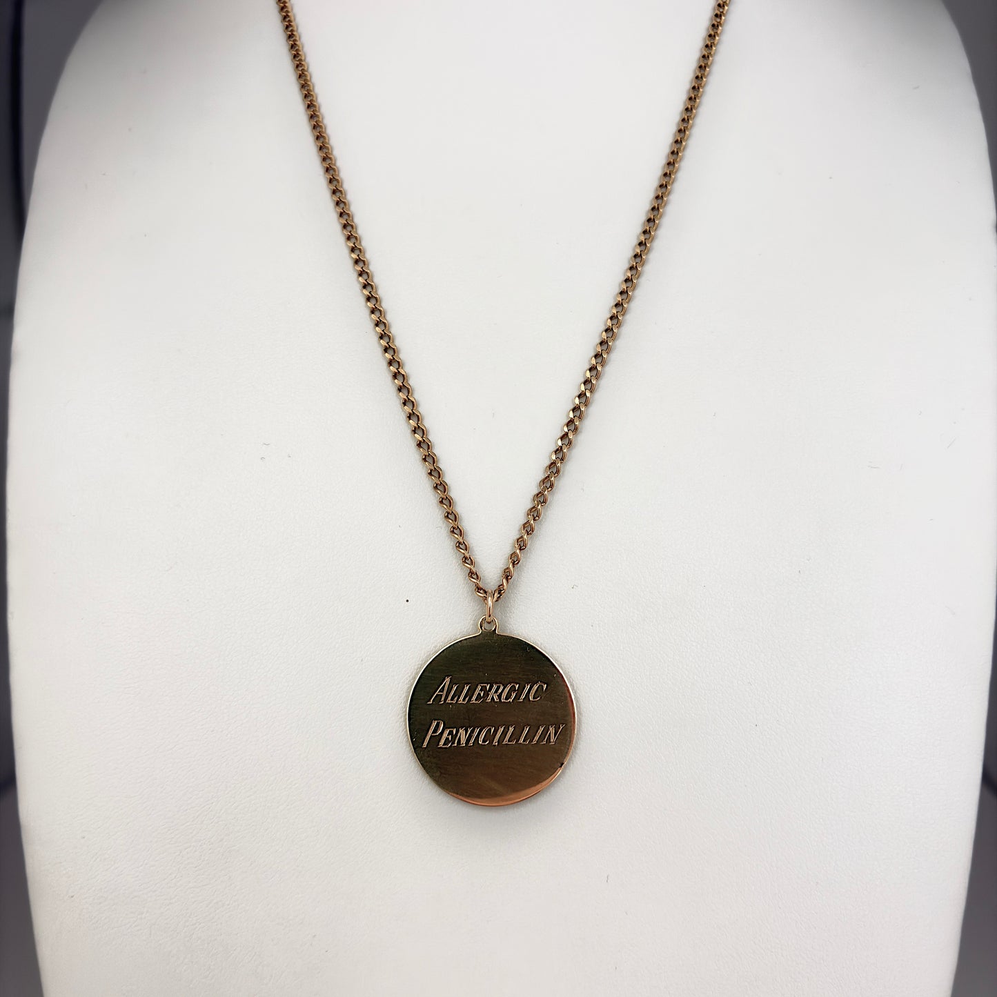 NZGD | 9ct Gold Penicillin Allergy Pendant Necklace 50cm