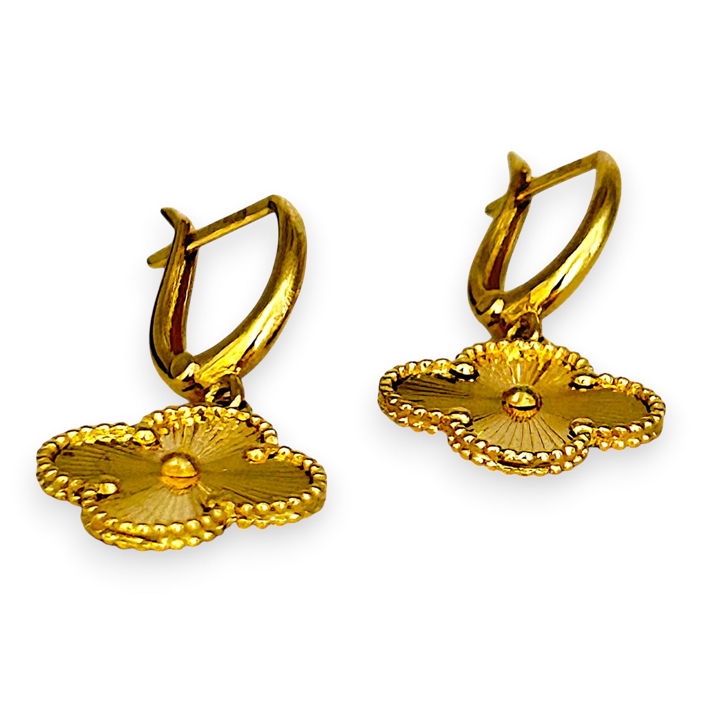 BRAND NEW | 18ct Gold Golden Clover Dangle Earrings