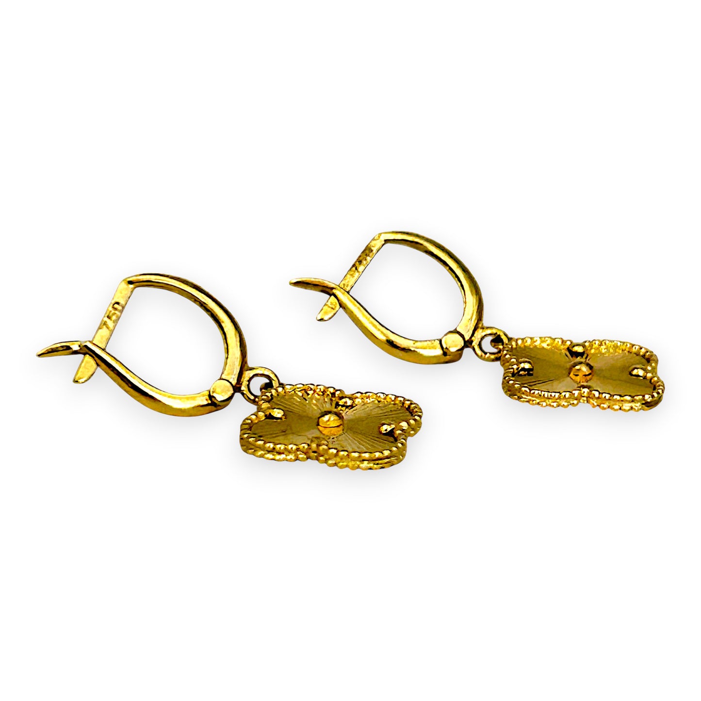 BRAND NEW | 18ct Gold Golden Clover Dangle Earrings