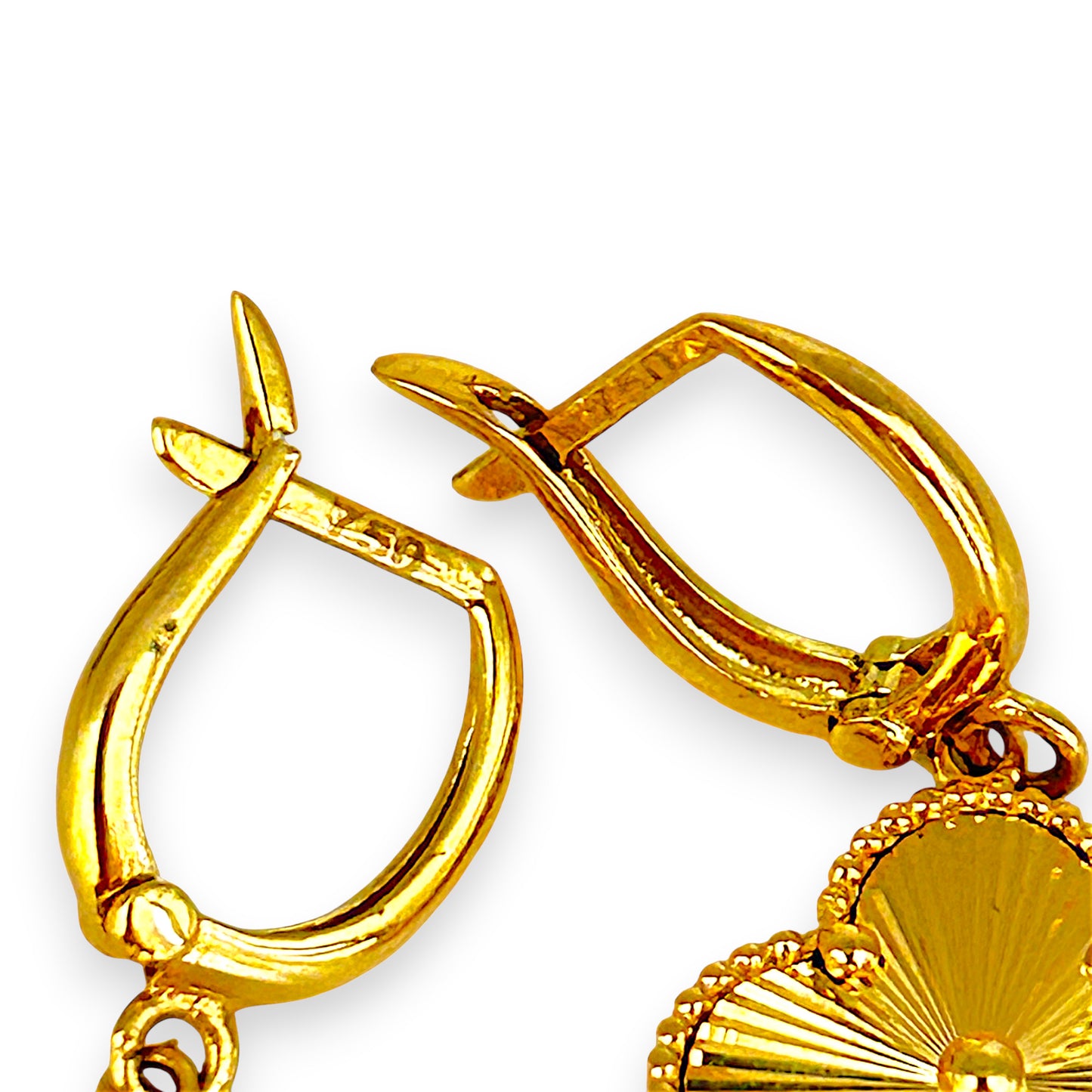 BRAND NEW | 18ct Gold Golden Clover Dangle Earrings