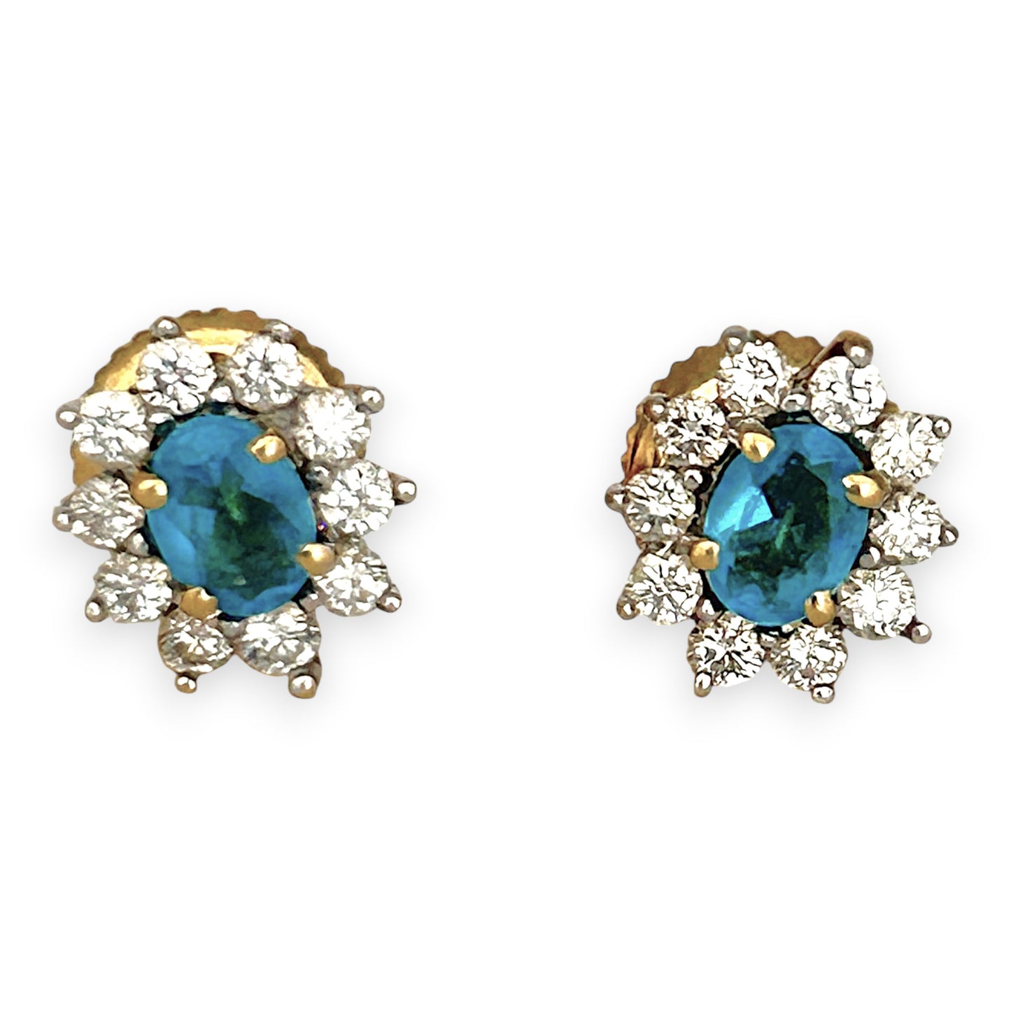 NZGD | 18ct Gold Blue Topaz and Diamond Pendant & Earring Set