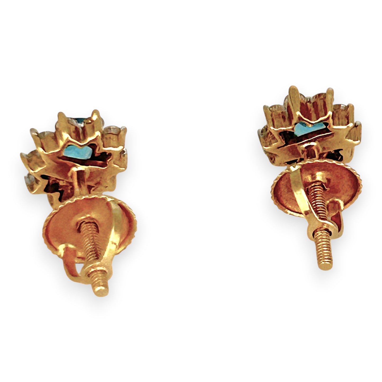 NZGD | 18ct Gold Blue Topaz and Diamond Pendant & Earring Set