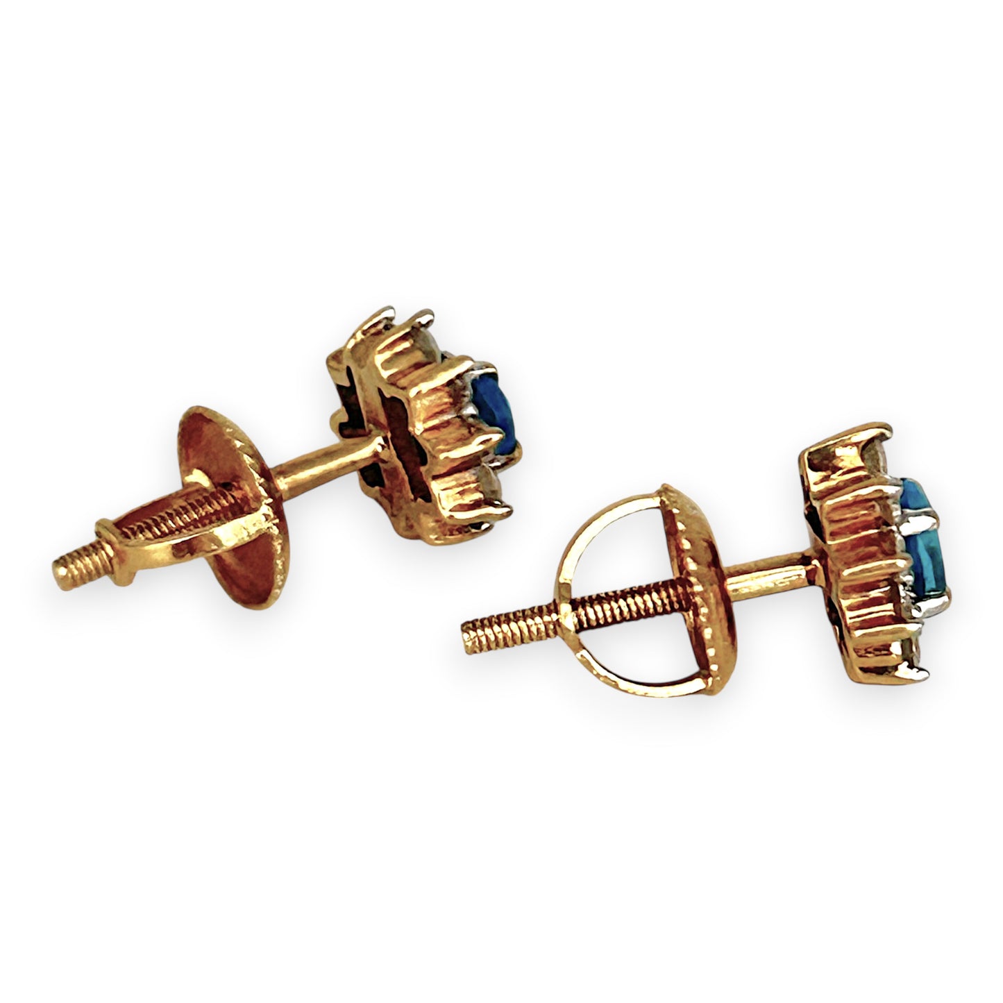 NZGD | 18ct Gold Blue Topaz and Diamond Pendant & Earring Set