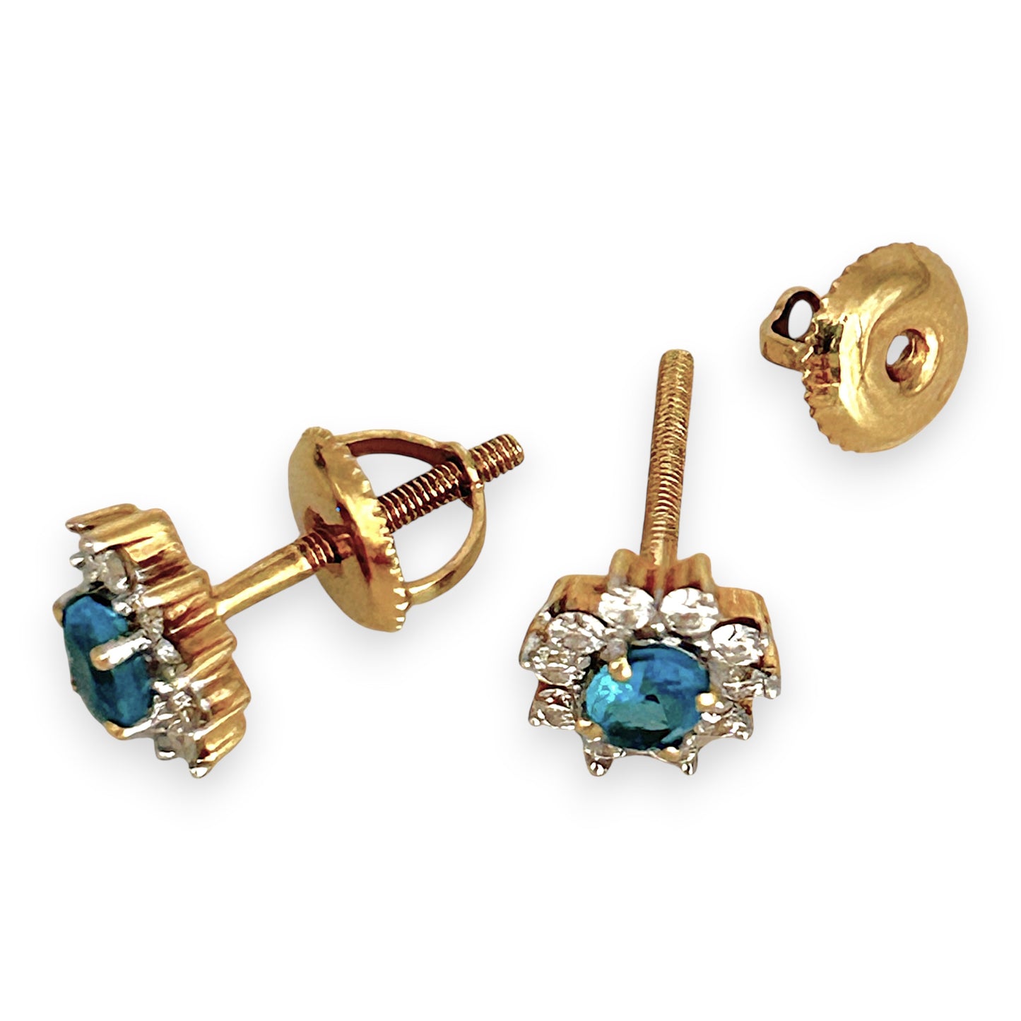NZGD | 18ct Gold Blue Topaz and Diamond Pendant & Earring Set