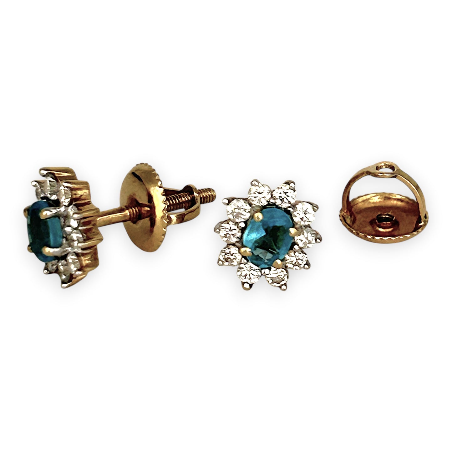 NZGD | 18ct Gold Blue Topaz and Diamond Pendant & Earring Set