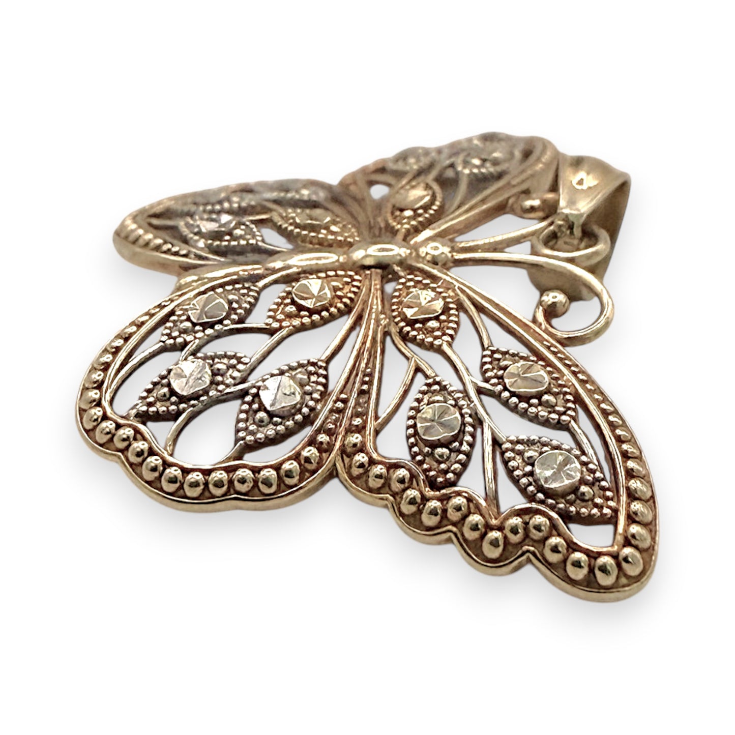 NZGD | 9ct Y/W Gold Monarch Butterfly Pendant 16.2mm