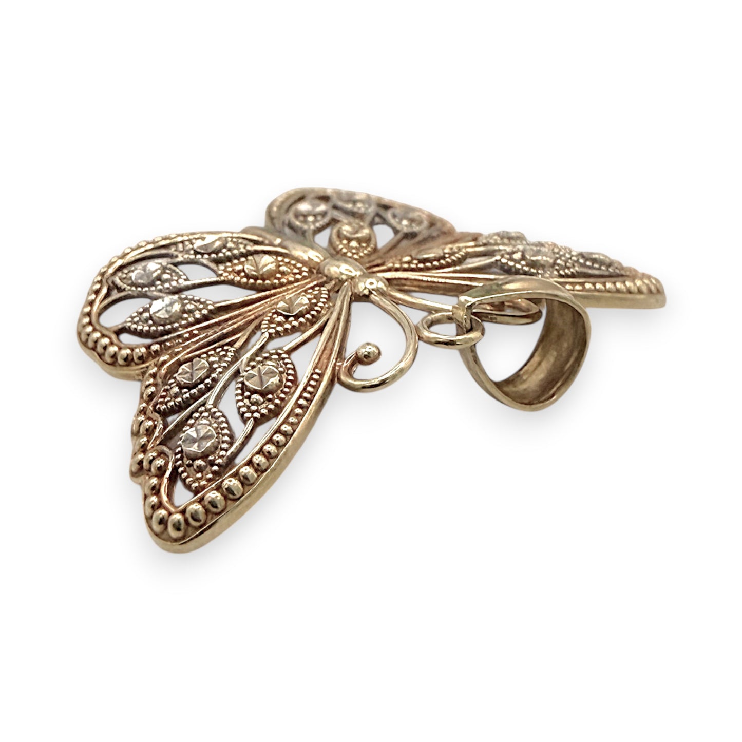 NZGD | 9ct Y/W Gold Monarch Butterfly Pendant 16.2mm