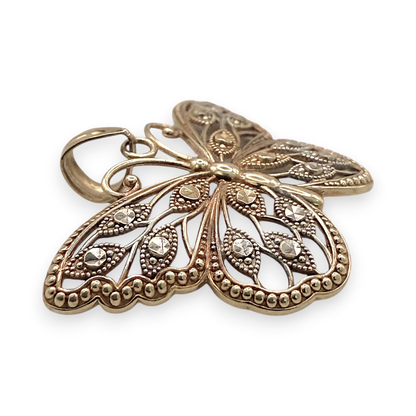 NZGD | 9ct Y/W Gold Monarch Butterfly Pendant 16.2mm