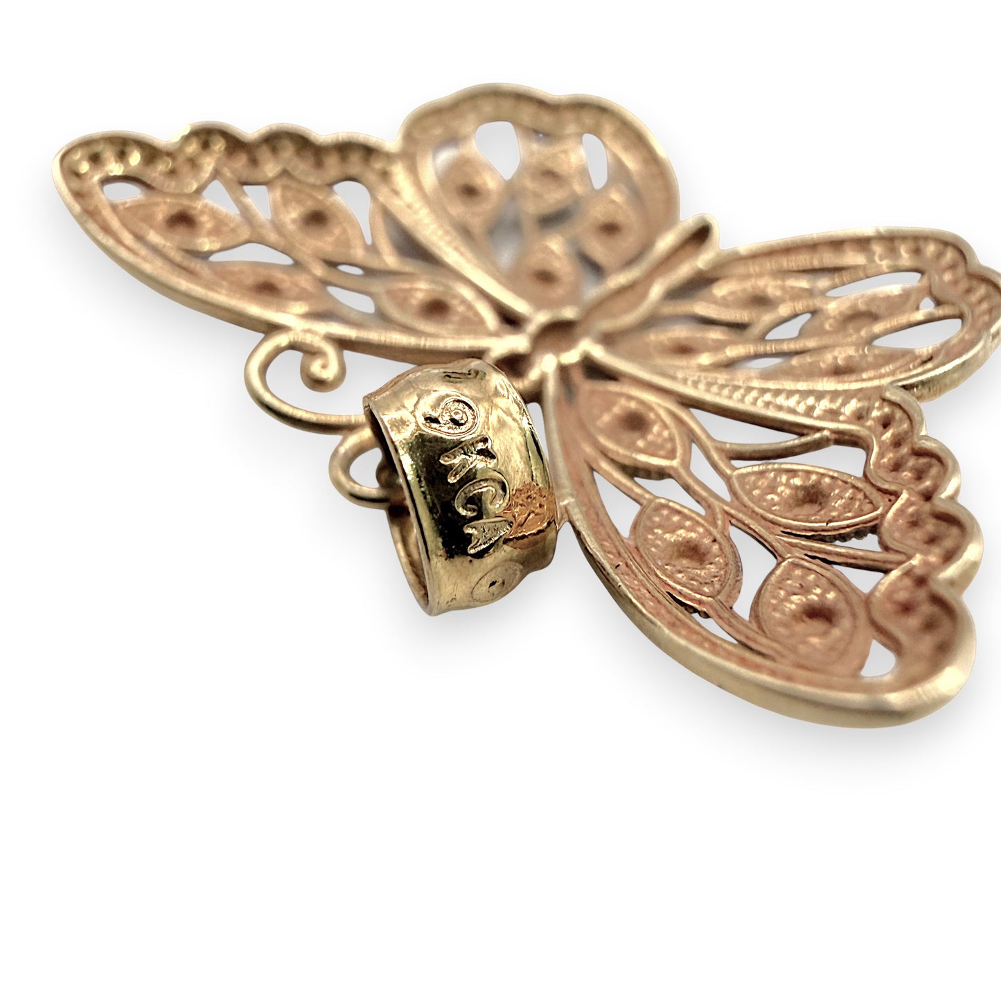 NZGD | 9ct Y/W Gold Monarch Butterfly Pendant 16.2mm