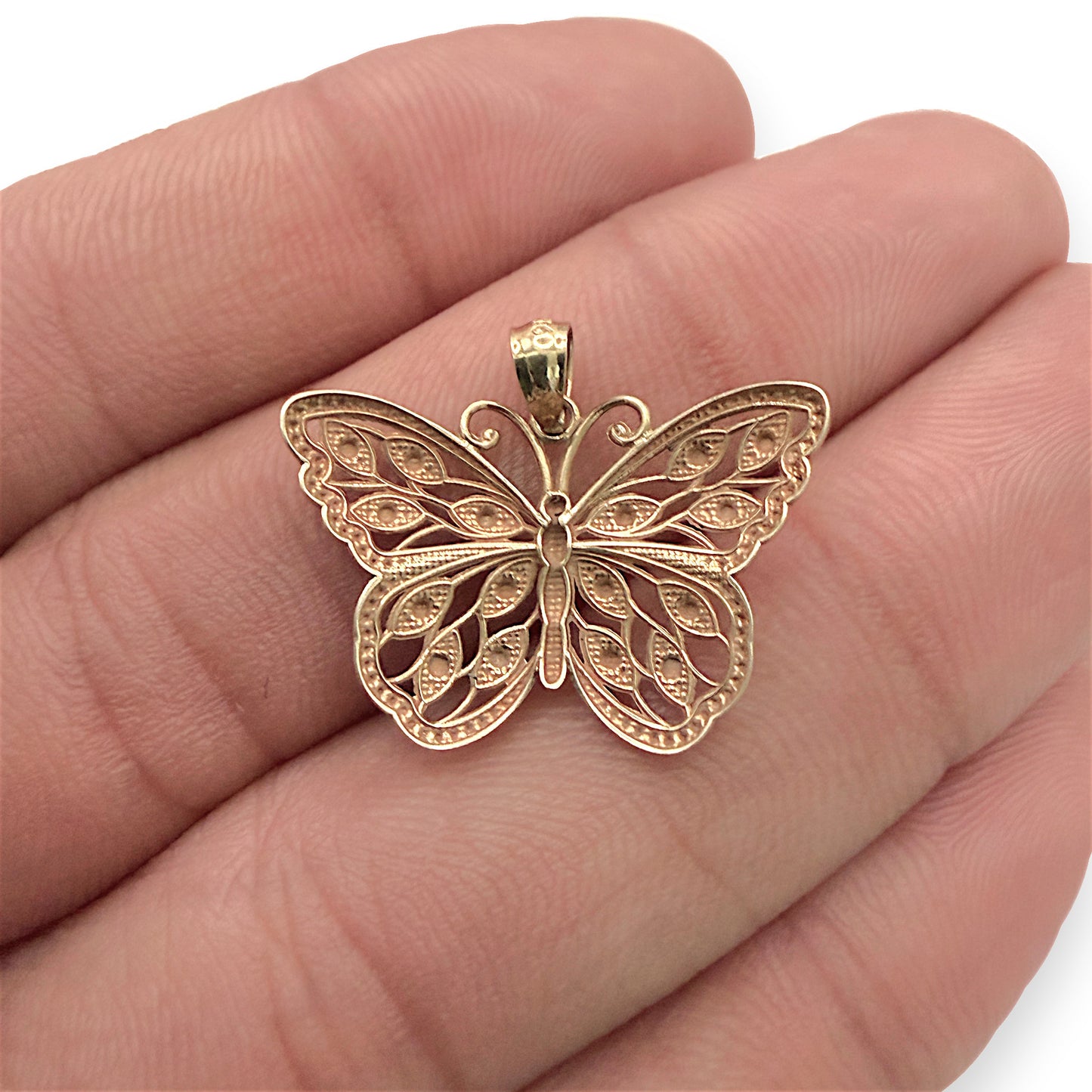 NZGD | 9ct Y/W Gold Monarch Butterfly Pendant 16.2mm