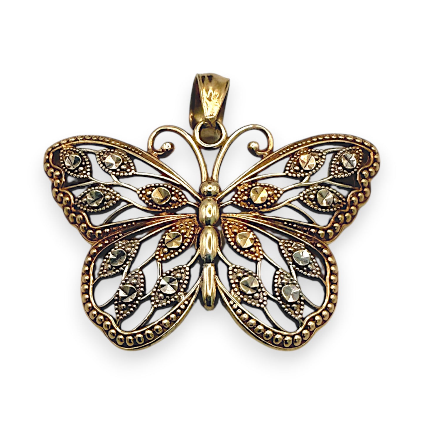 NZGD | 9ct Y/W Gold Monarch Butterfly Pendant 16.2mm