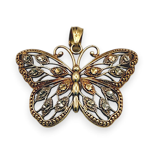 NZGD | 9ct Y/W Gold Monarch Butterfly Pendant 16.2mm