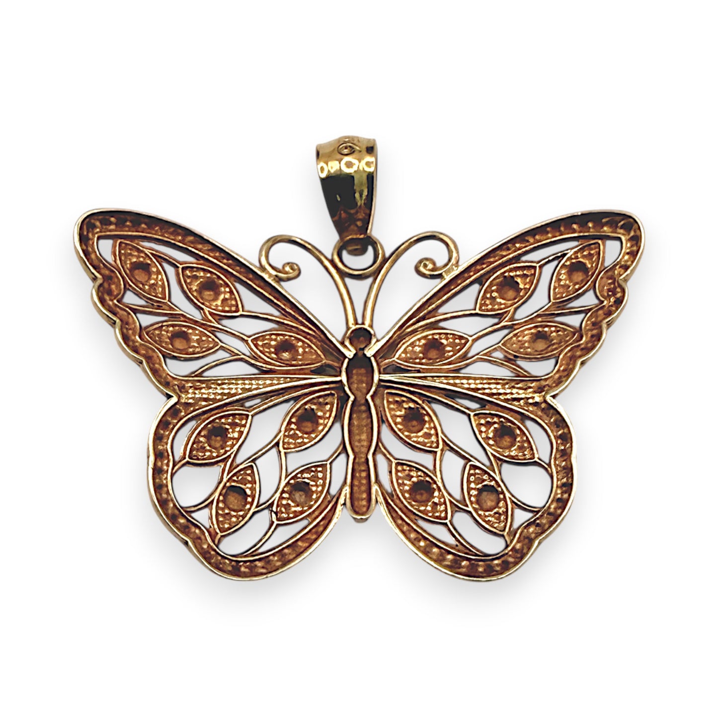 NZGD | 9ct Y/W Gold Monarch Butterfly Pendant 16.2mm