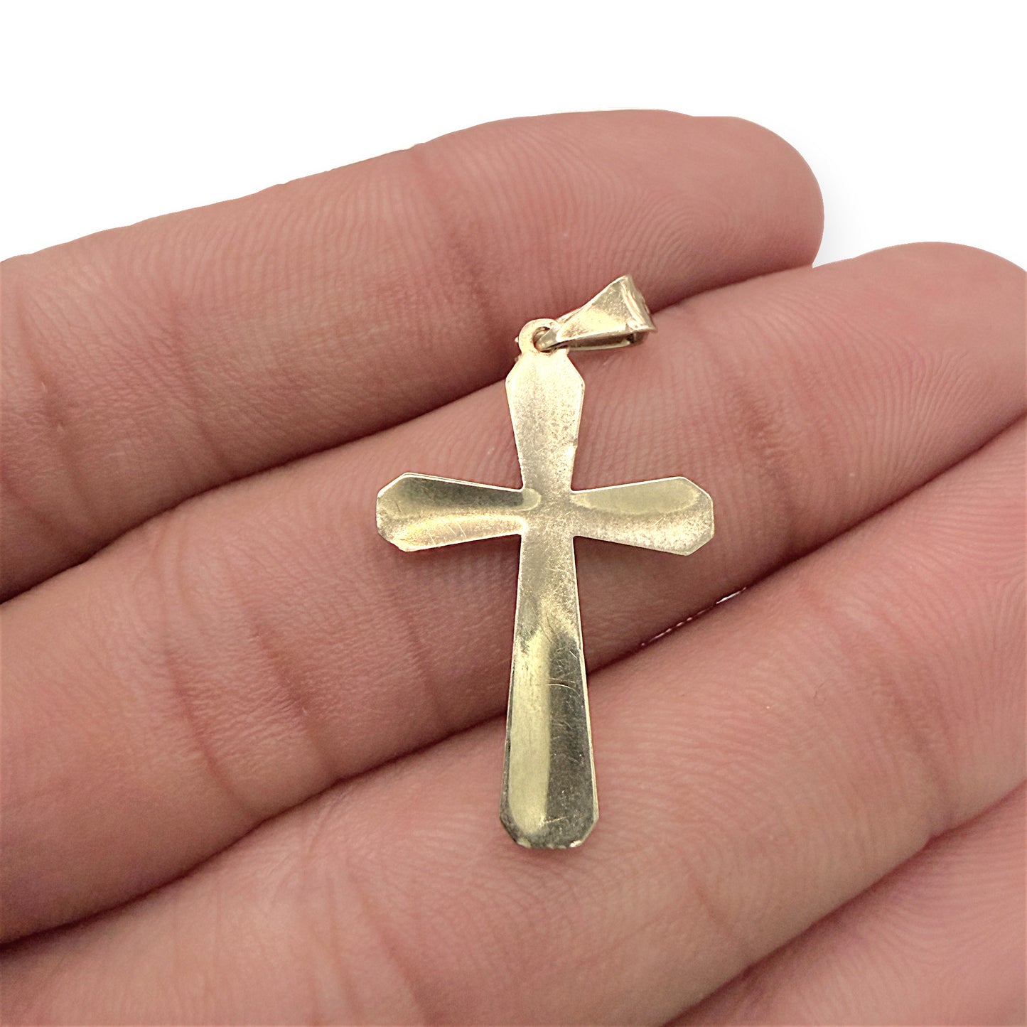 NZGD | 9ct Y/W Gold Radiant Dual‑Gold Cross Pendant 26.9mm