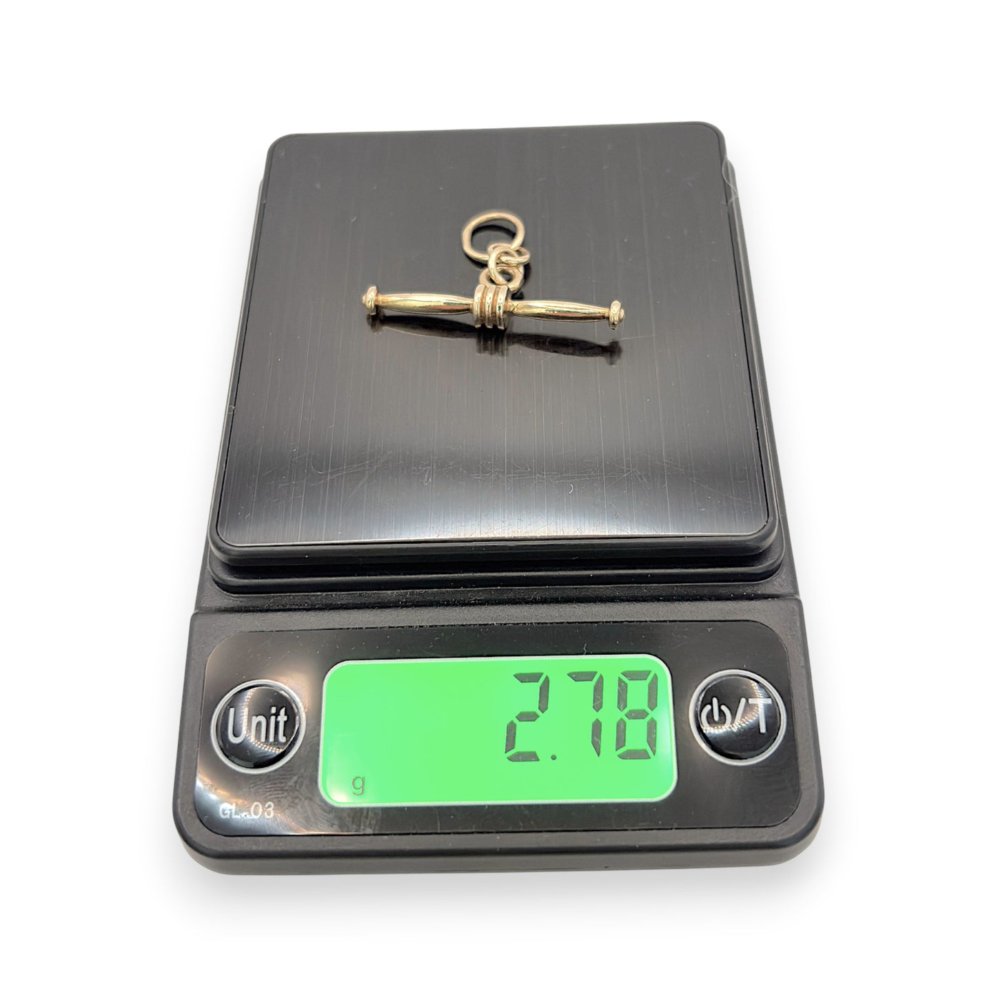 NZGD | 9ct Gold Vintage Curve T‑Bar Pendant 31.9mm