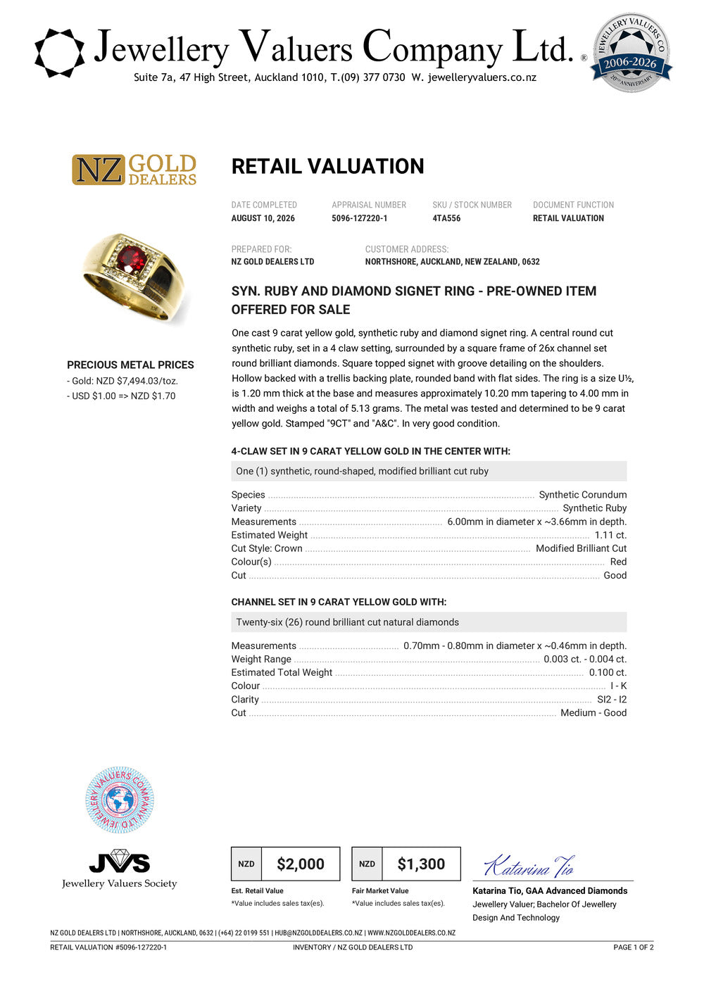 NZGD | 9ct Gold PROUDS Crimson Halo Royale Ring Valuation $2,000