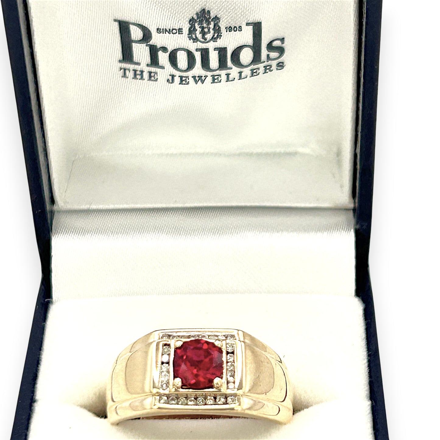 NZGD | 9ct Gold PROUDS Crimson Halo Royale Ring Valuation $2,000