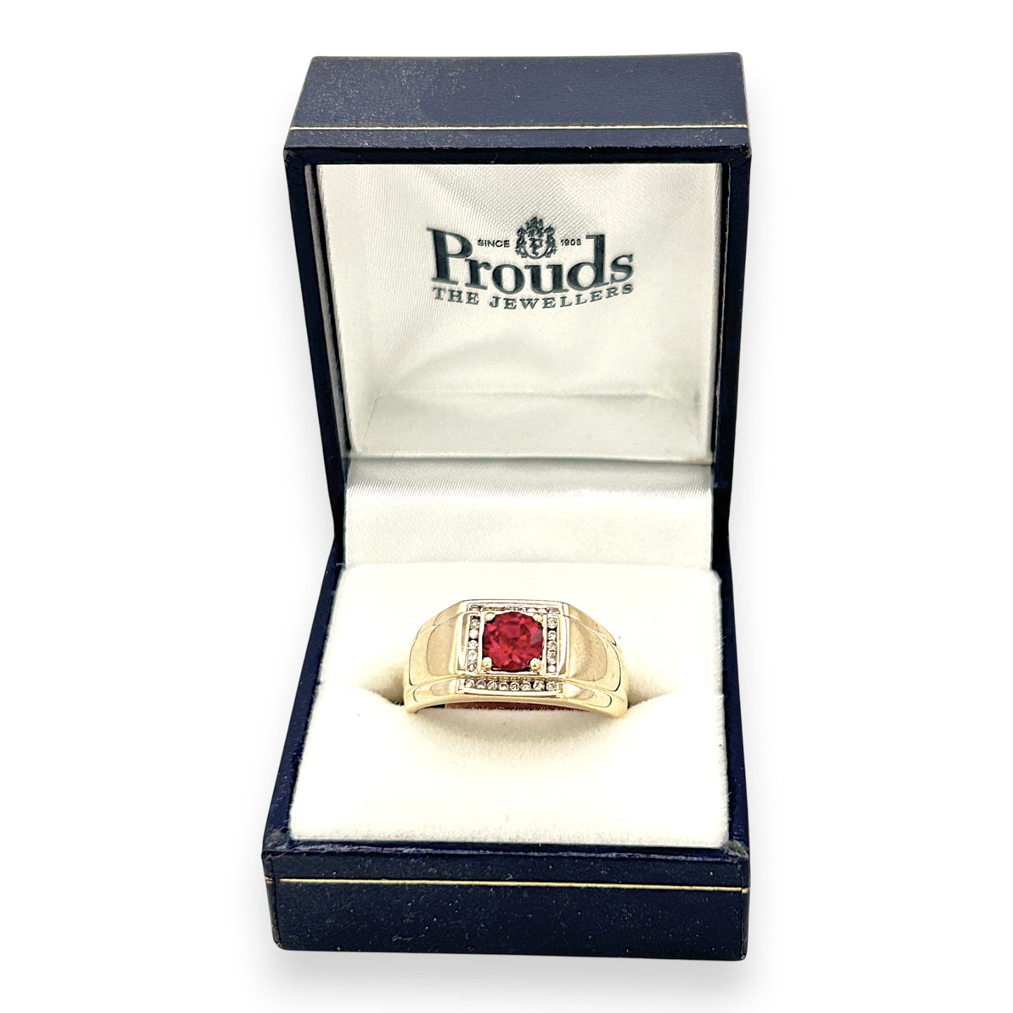 NZGD | 9ct Gold PROUDS Crimson Halo Royale Ring Valuation $2,000