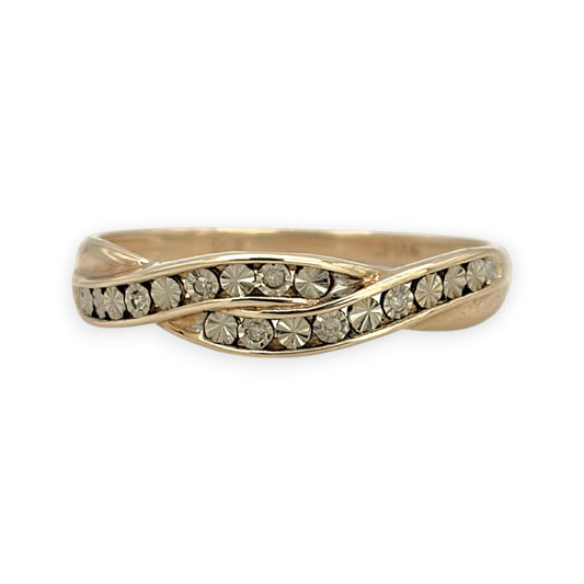 NZGD | 9ct Gold PROUDS Luxe Weave Diamond Ring Size Q 1/2