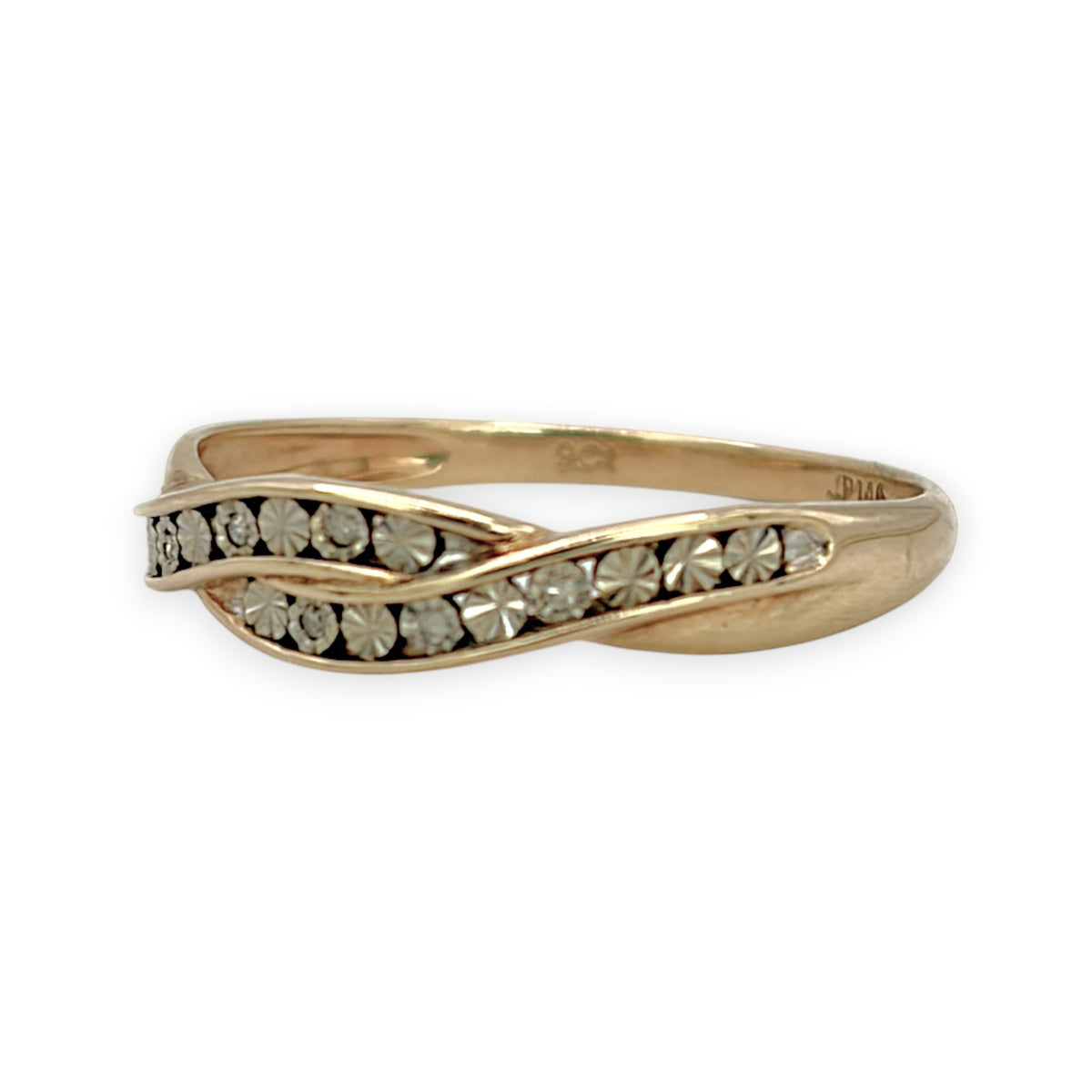 NZGD | 9ct Gold PROUDS Luxe Weave Diamond Ring Size Q 1/2