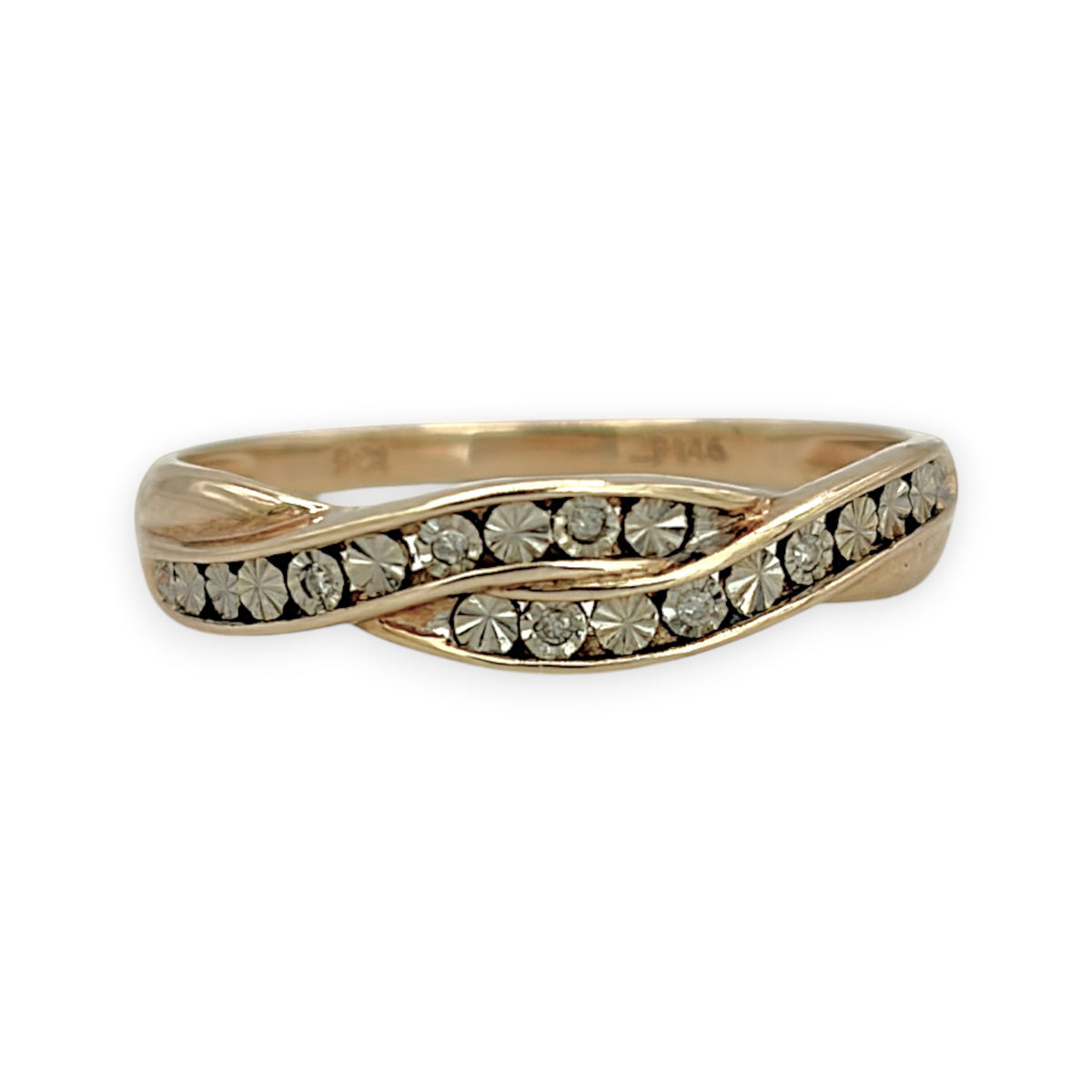 NZGD | 9ct Gold PROUDS Luxe Weave Diamond Ring Size Q 1/2