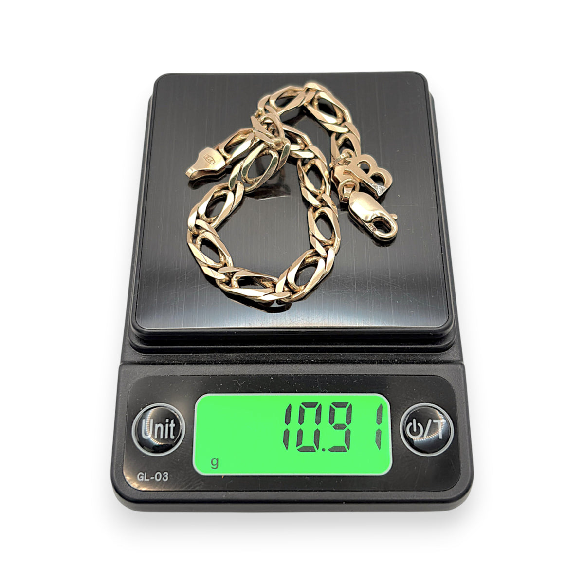 NZGD | 9ct Gold Italian Refined Bracelet with 'B" Initial Charm 19.5cm