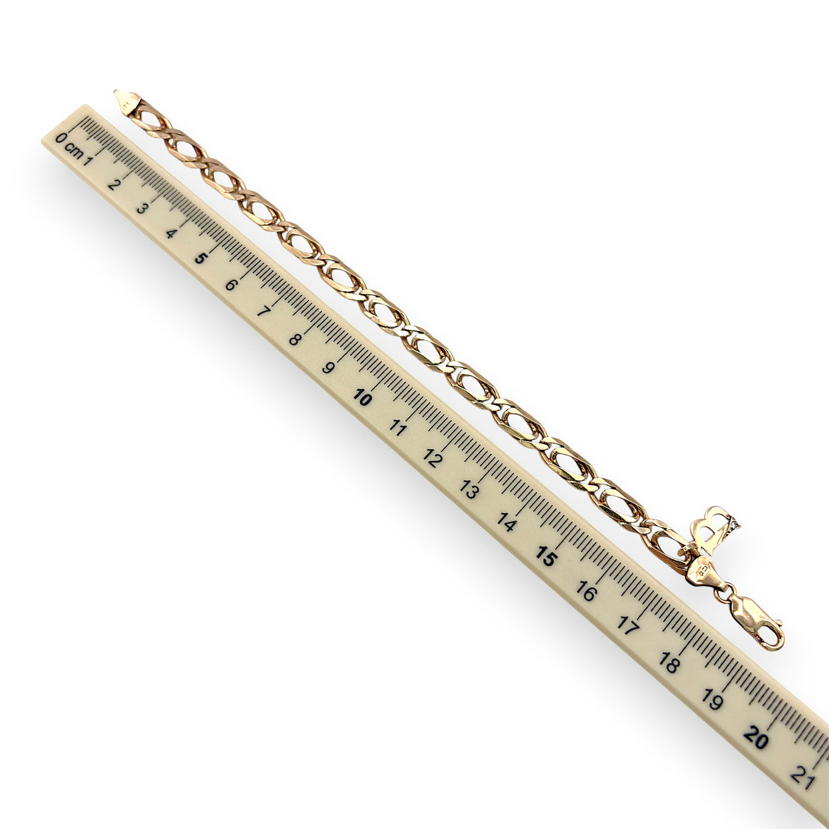 NZGD | 9ct Gold Italian Refined Bracelet with 'B" Initial Charm 19.5cm