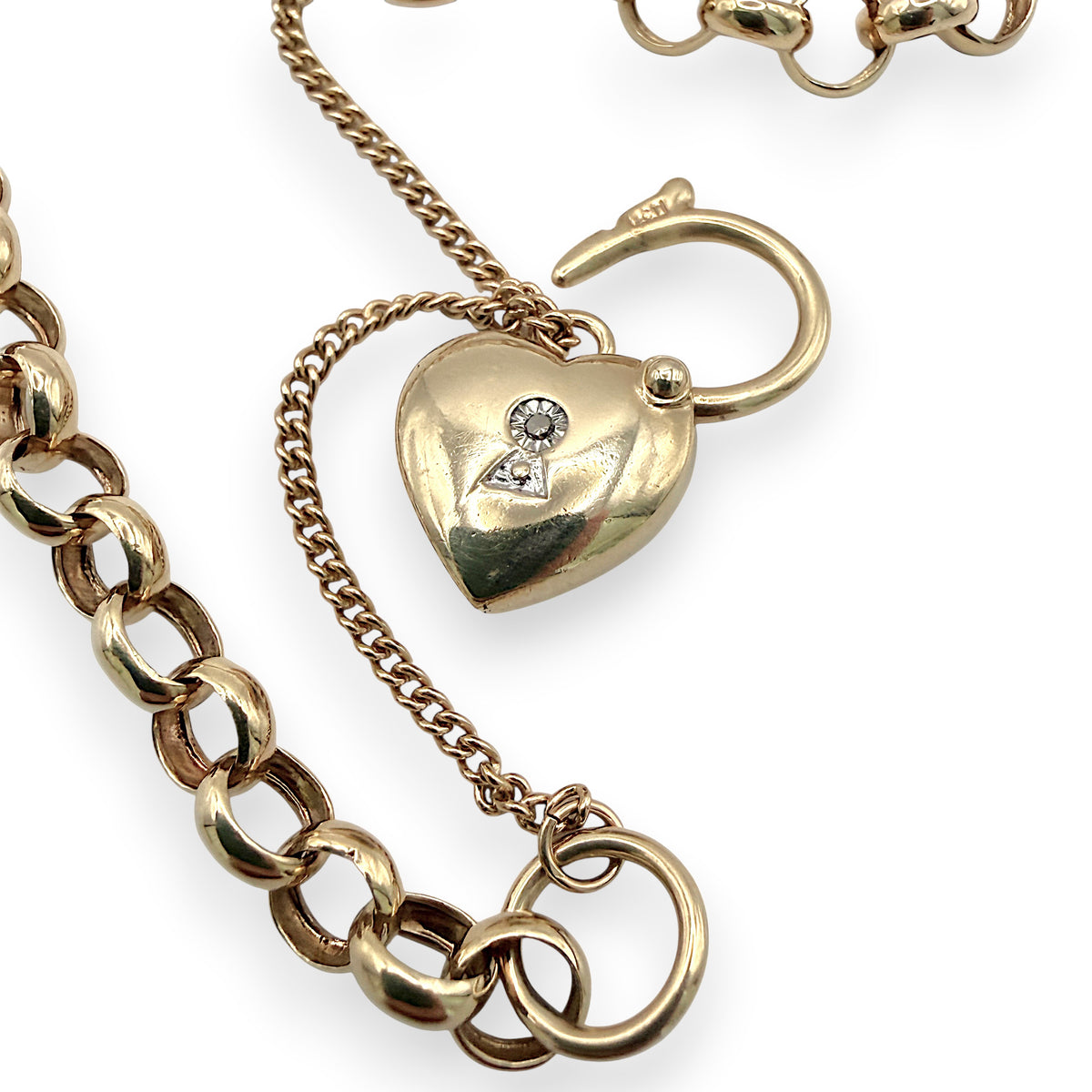 NZGD | 9ct Gold Heart Padlock Bracelet Forever Linked 18cm