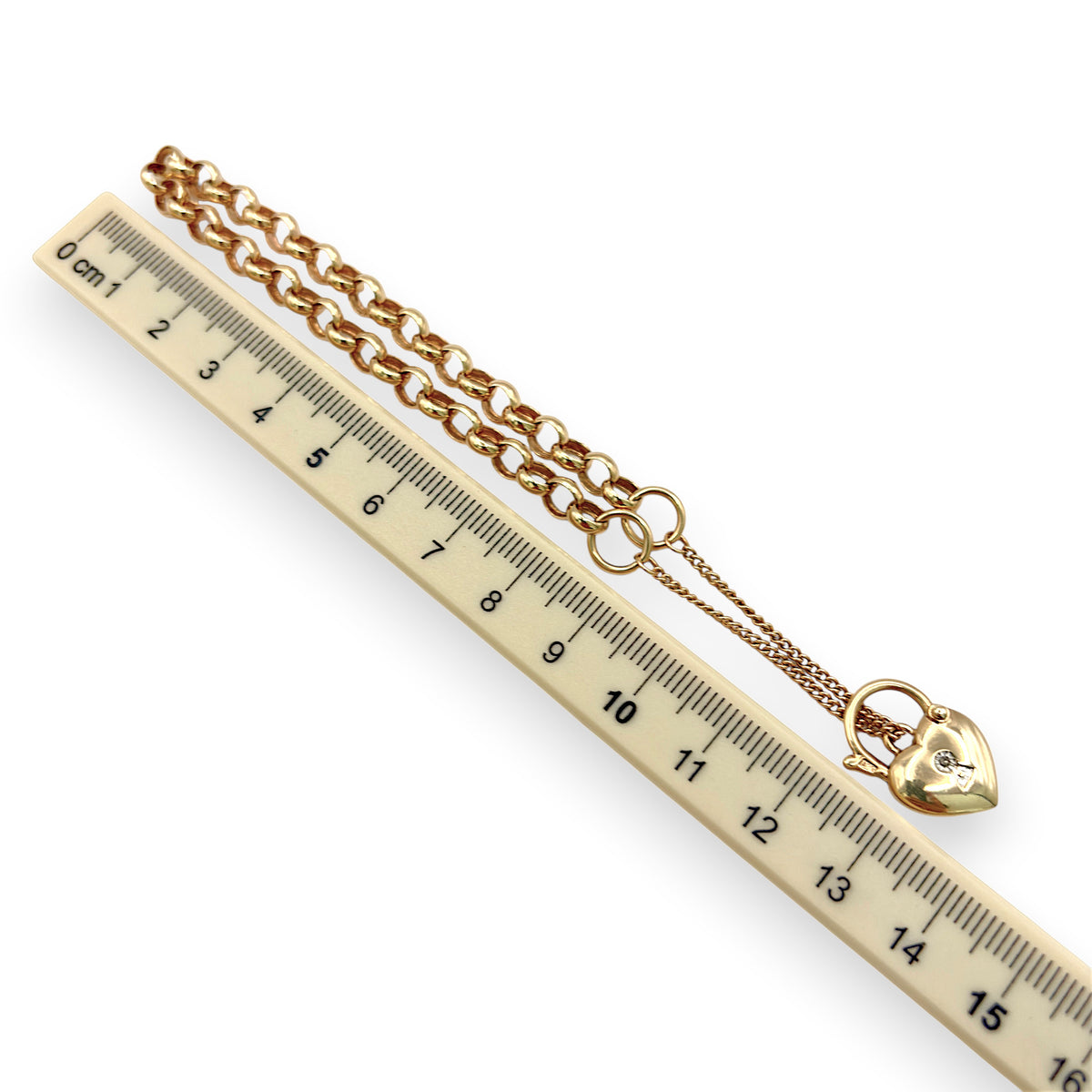 NZGD | 9ct Gold Heart Padlock Bracelet Forever Linked 18cm