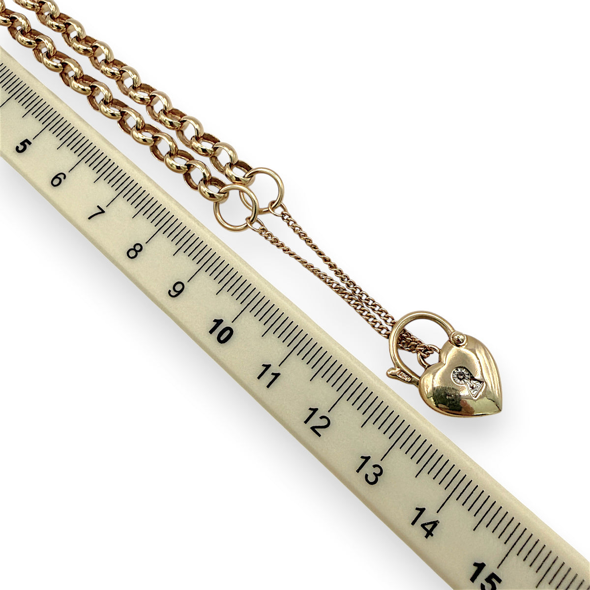 NZGD | 9ct Gold Heart Padlock Bracelet Forever Linked 18cm
